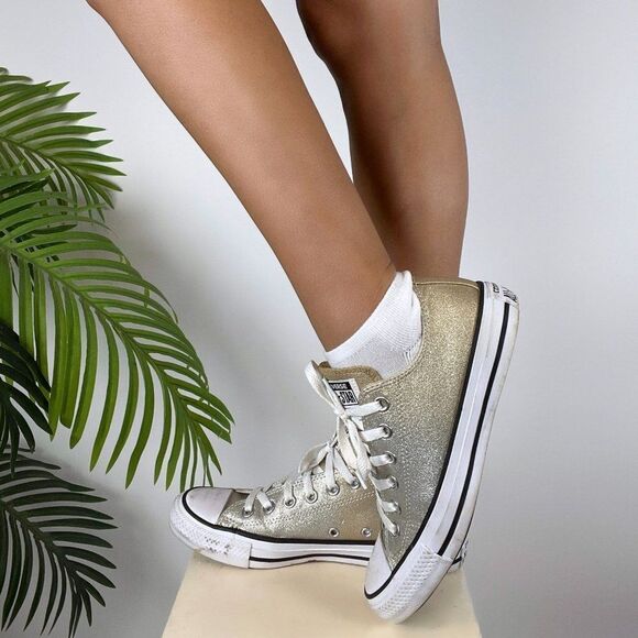 Vintage Y2K Indie GrungeāMetallic Converse Chuck Taylor Women's Sneakers / Sz: 7 - Picture 2 of 6